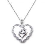 925 Sterling Silver Cz Mother Child Pendant Heart Necklace 18 Chain
