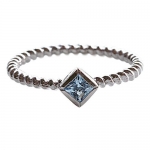 Petite Blue Topaz Solitaire Ring In Sterling Silver By GemGem Jewelry-Size 10