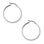 Medium .925 Sterling Silver Round Circle Hoop Earrings 40mm 1.6
