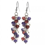 2 Multi-Color Cluster Faceted Crystal Beads Dangle Hook Earrings For Women