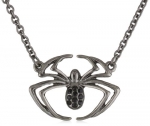 Marvel Comics Spider-Man Crystal Black Spider Pendant Necklace, 18