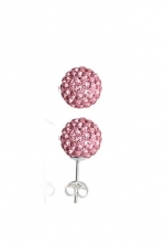 Authentic Pink Sapphire Color Crystal Ball Stud Earrings Sterling Silver 2 Carats Total Weight Special Limited Time Offer Super Sale Price, Comes with a Free Gift Pouch and Gift Box