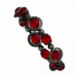 Genuine 1928 Boutique (TM) Bracelet. Black-plated Red Crystal Stretch Bracelet. 100% Satisfaction Guaranteed.