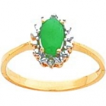 14K Gold Emerald & 0.02ct Diamond Ring