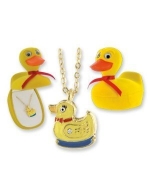 Yellow Duck Necklace in Figural Gift Box
