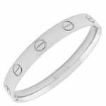 Stainless Steel Silver White Gold Tone Screw Design Womens Handcuff Bracelet