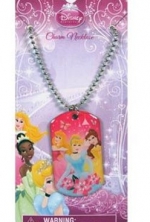 Disney Princess Pink Metal Dogtag Charm Necklace
