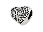 Zable(tm) Sterling Silver Aunt Heart Shape Pandora Compatible Bead / Charm