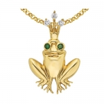 Disney - 14k Yellow Gold & Emerald Frog Prince Necklace
