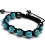 Shamballa Macramé Braided Hematite Turquoise Swarovski Crystal Beaded Power Bracelet