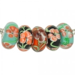 Hawaii Garden Murano Bead Set of 5 Solid Sterling Core fits European Charm Bracelet