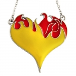 Unique Women / Girl Burning Heart Fire Love Charm Necklace Pendant & 16 Chain