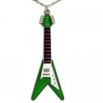 Unique Women / Girl Green Rock Star Guitar Charm Necklace Pendant With 16 Chain