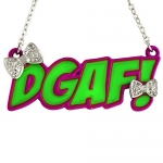 Unique Women / Girl DGAF Ribbon Charm Necklace Pendant With 16 Chain