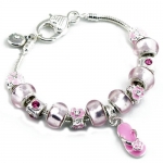 Pandora compatible Pink Sandal Charms with Pink Murano Glass Beads Charm Bracelet