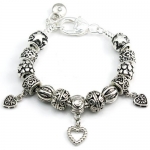 Pandora compatible Silver Hearts & Charms Charm Bracelet