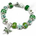 Pandora compatible Green Dragonfly Charm with Green Murano Glass Beads Charm Bracelet