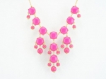 Fun Daisy Mini Bubble BIB Statement Colorful Necklace - Hot Pink