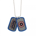 Captain America Blue Shield Double Dog Tag Necklace