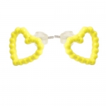 Rosallini Pair Yellow Metal Heart Design Ear Stud Earrings for Lady