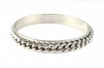 Bracelet - Chain Bangle ~ Polished Silver Tone Metal (FB321)