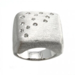 Sterling Silver Satin Finish White Sapphire Ring