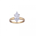 10K Yellow Gold Marquise Solitaire Cubic Zirconia Engagment Ring, Size 8