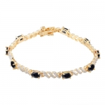 18k Yellow Gold Plated Genuine Sapphire and Diamond Accent Twisted Bracelet, 7.25