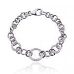 Rhodium Plated Sterling Silver Cubic Zirconia Bracelet, 7.5