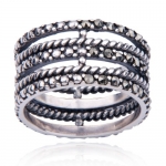 Sterling Silver Marcasite Coil Spring Ring, Size 7