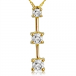 14K Yellow Gold Three-Stone Diamond Pendant (1/4ct tw 18 Chain)