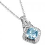 Sky Blue Topaz and Diamond Pendant-Necklace in Sterling Silver 18in. Chain (2.75ct tw)