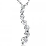 1cttw Journey Diamond Pendant-Necklace in 10K White Gold on an 18 inch chain.