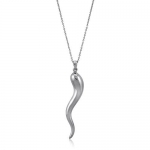 Lucky Italian Horn Sterling Silver Pendant Necklace, Valentine's Day Gift