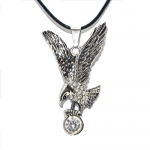 Blue Chip Unlimited - Unique Eagle Pendant in Stainless Steel with Solitaire Cubic Zirconia with 19 Nylon Chain Necklace Fashion Necklace