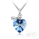 Blue Chip Unlimited - Chic Crystal Twisted Heart Pendant in Aquamarine with 18k Rolled Gold Plate 18 Chain Necklace Fashion Necklace