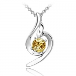 Blue Chip Unlimited - Chic Crystal Solitaire Pendant in Champagne Yellow with 18k Rolled Gold Plate 18 Chain Necklace Fashion Necklace