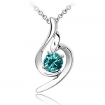 Blue Chip Unlimited - Chic Crystal Solitaire Pendant in Turquoise with 18k Rolled Gold Plate 18 Chain Necklace Fashion Necklace