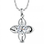 Blue Chip Unlimited - Unique Sterling Silver Clear Crystal Budding Bouquet Pendant with Chain Necklace Fashion Jewelry