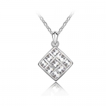 Blue Chip Unlimited - Elegant Diamond Shaped Pendant in Clear Crystal with 18k White Rolled Gold Plate 18 Chain Necklace Fashion Necklace