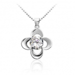 Blue Chip Unlimited - Unique Sterling Silver Clear Crystal Floral Bouquet Pendant with Chain Necklace Fashion Jewelry