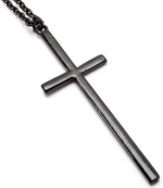 Blue Chip Unlimited - Elegant Black Plated Cross Pendant 18 Inch Necklace Fashion Jewelry