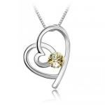 Blue Chip Unlimited - Champagne Yellow Crystal Heart Pendant Necklace with 18in 18K White RGP Chain Fashion Necklace Fashion Jewelry Pendant Necklace