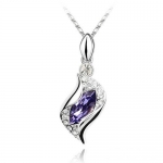 Blue Chip Unlimited - Chic Purple Crystal Diamond Pendant with 18in 18K White RGP Chain Necklace Fashion Jewelry