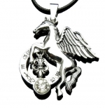 Blue Chip Unlimited - Masculine Winged Horse Stainless Steel Pendant w/ Clear Cubic Zirconia & 19 Nylon Necklace Fashion Necklace