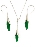 Silver Swarovski Crystal Emerald Green Crystal Design Birthstone Necklace Earrings Jewelry Set in Gift Box Bucasi SALE