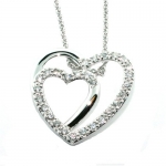 Necklace Sterling Silver Heart Pendant Necklace Rhodium Plated White CZ Diamonds Chain by Bucasi