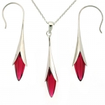 Silver Swarovski Crystal Red Ruby Birthstone Necklace Earrings Jewelry Set in Gift Box Bucasi SALE