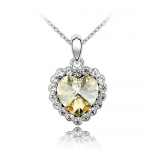 Blue Chip Unlimited - Champagne Yellow & Clear Crystal Heart Pendant Necklace with 18in 18K White RGP Chain Fashion Necklace Fashion Jewelry Pendant Necklace