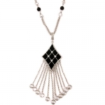 Bucasi Sterling Silver Necklace with Black Onyx and White Cubic Zirconia